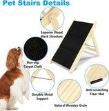 Wood Pet Stairs/Pet Steps - Foldable 3 Levels Dog Stairs & Ramp Perfect