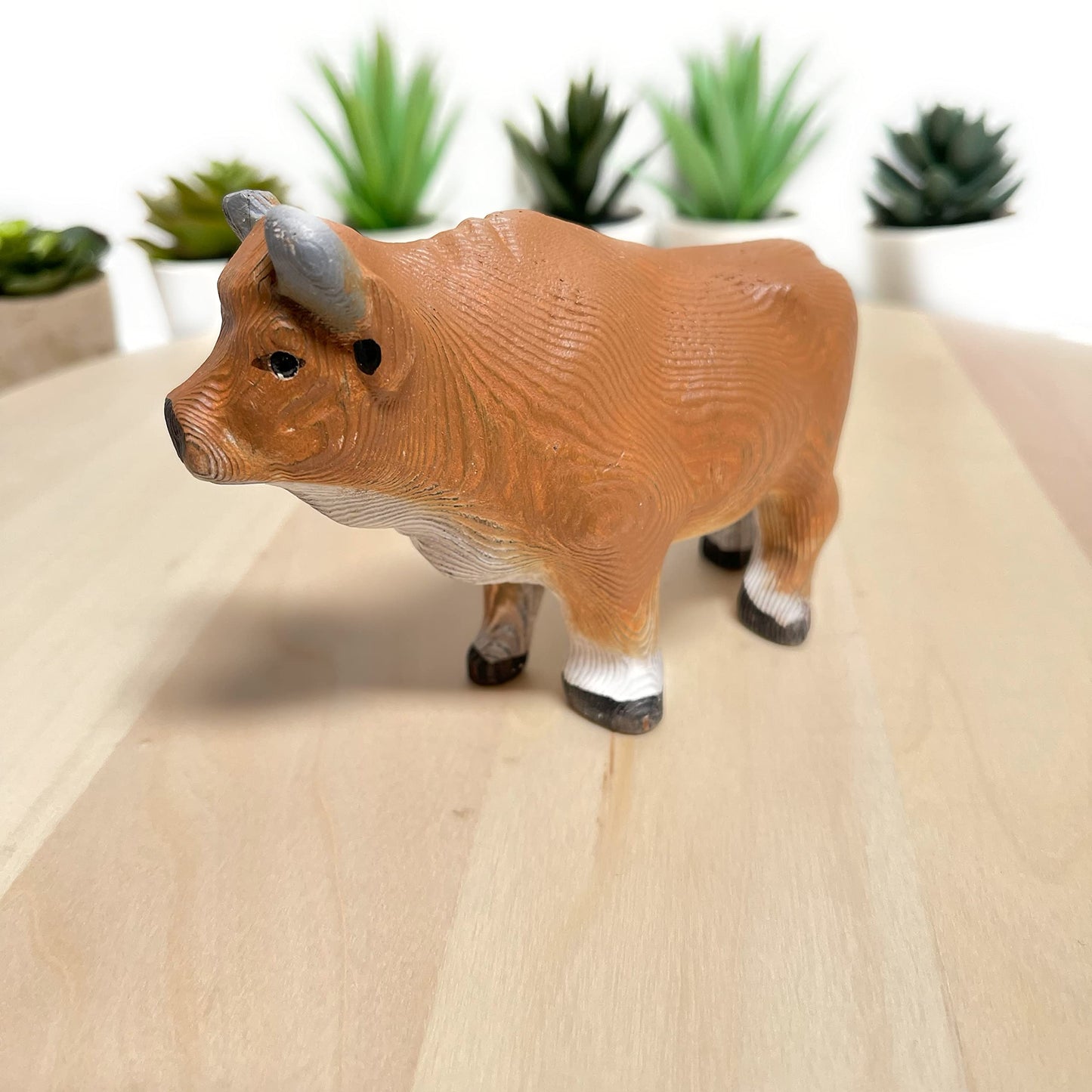 YEEYAYA Wood OX Wood Sculpture Home Decor Wood Statue Wood Figurines Room Decor Hand Carved Farm Animals