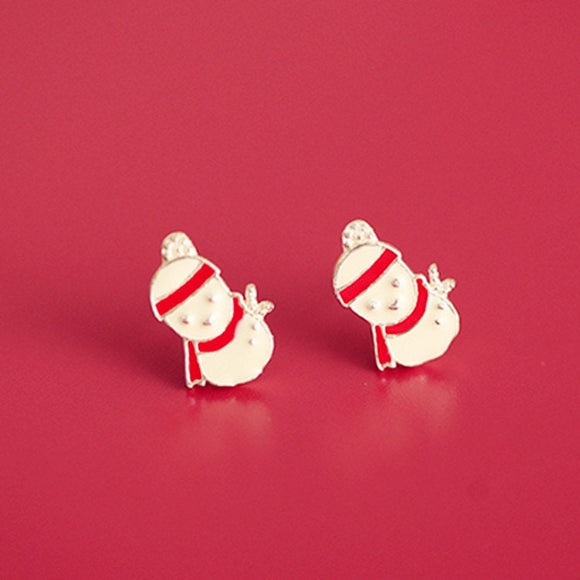 Snowman  Sterling silver Stud earrings, Christmas gift includes gift box C01