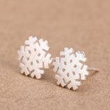 snowflakes reindeer Sterling silver Stud earrings Christmas gift with gift box D02
