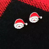 Santa Claus Sterling silver Stud earrings, Christmas gift includes gift box c04