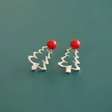 Christmas tree  Sterling silver Stud earrings, Christmas gift includes gift box C03