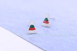 Christmas tree Sterling silver Stud earrings, Christmas gift includes gift box C08