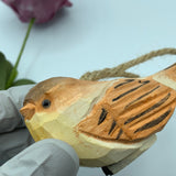 Wood sculpture Hand carved hand made wood carvings A yellow birds pendant Arts crafts