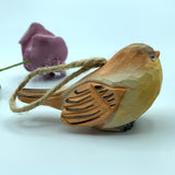 Wood sculpture Hand carved hand made wood carvings A yellow birds pendant Arts crafts