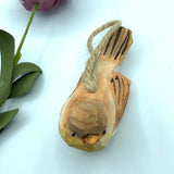 Hand carved hand made wood carvings A yellow birds pendant Arts crafts