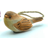 Hand carved hand made wood carvings A yellow birds pendant Arts crafts