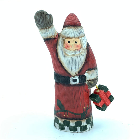 Hand Carved Wood Wooden Santa Claus Figurine Merry Christmas gift