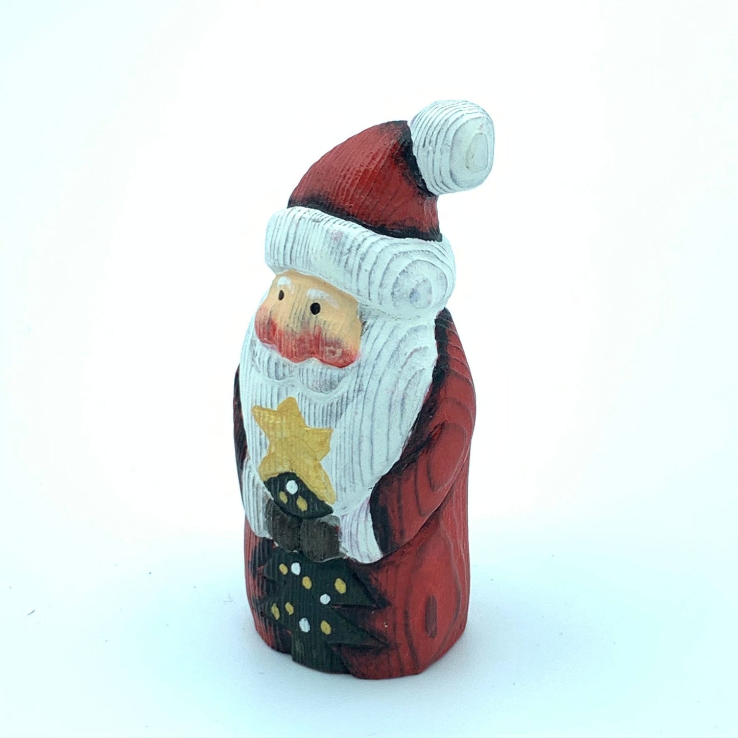 Hand Carved Wood Wooden Santa Claus Figurine Merry Christmas gift