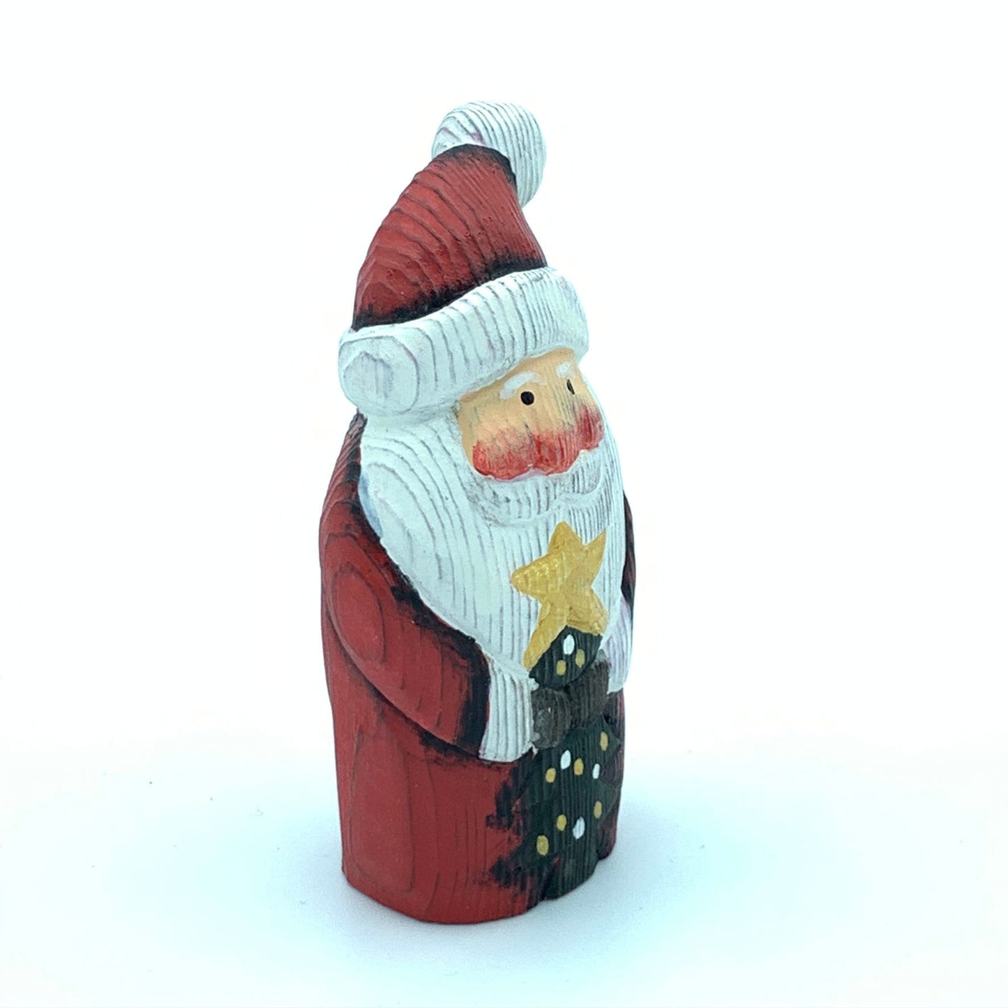 Hand Carved Wood Wooden Santa Claus Figurine Merry Christmas gift