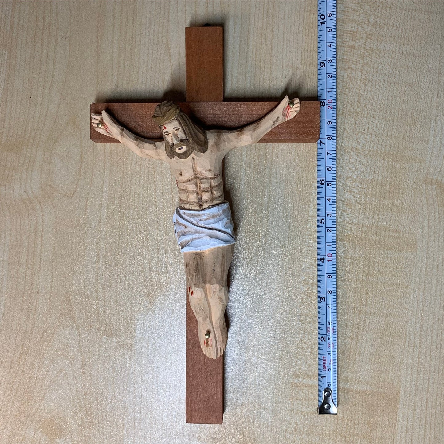 Hand Carved Wood Wooden  Crucifix  Figurines Merry Christmas gift