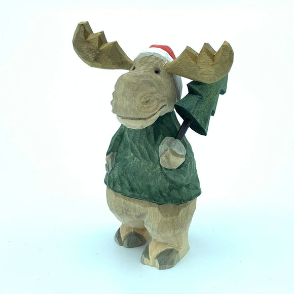 YEEYAYA bull elk woodcarving Stag Buck deer Wood collectibles hand made wood Figurines reindeer Figurine Merry Christmas gift