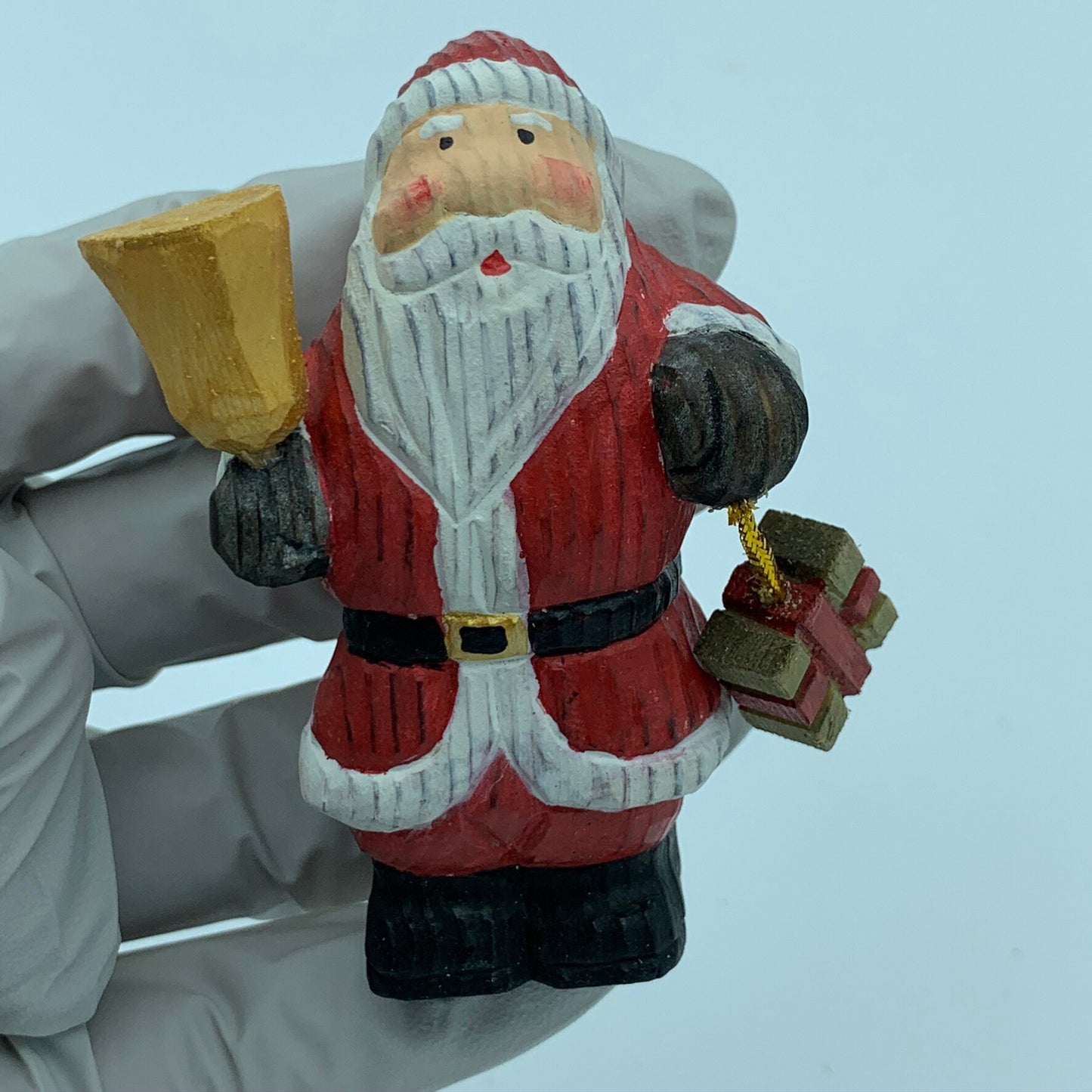 Hand Carved Wood Wooden Santa Claus Figurine Merry Christmas gift