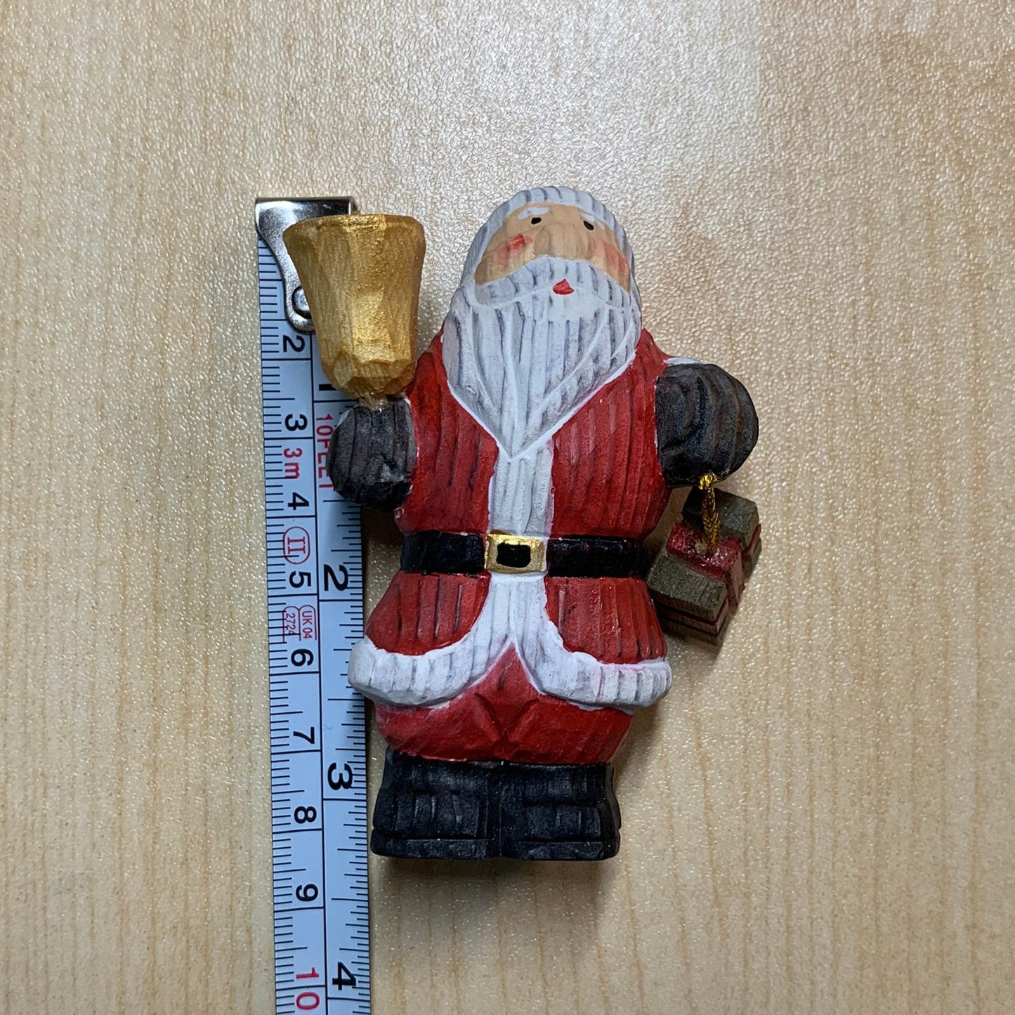 Hand Carved Wood Wooden Santa Claus Figurine Merry Christmas gift