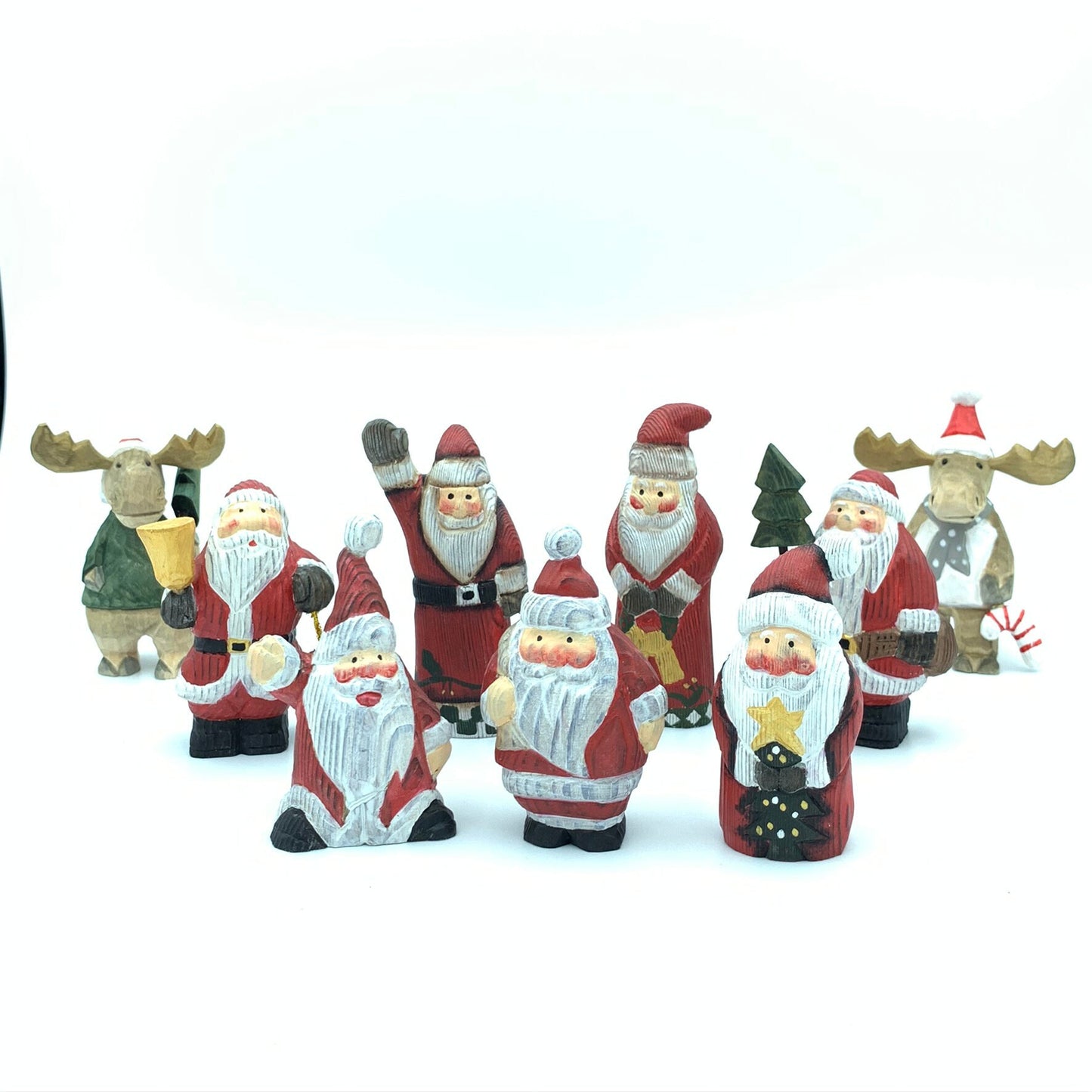 Hand Carved Wood Wooden Santa Claus Figurine Merry Christmas gift