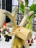 YEEYAYA Bucks Wood sculpture Home decor Wood statue Wood figurines room decor Hand Carved wild animals Zoo Wood decor Christmas gift Deer