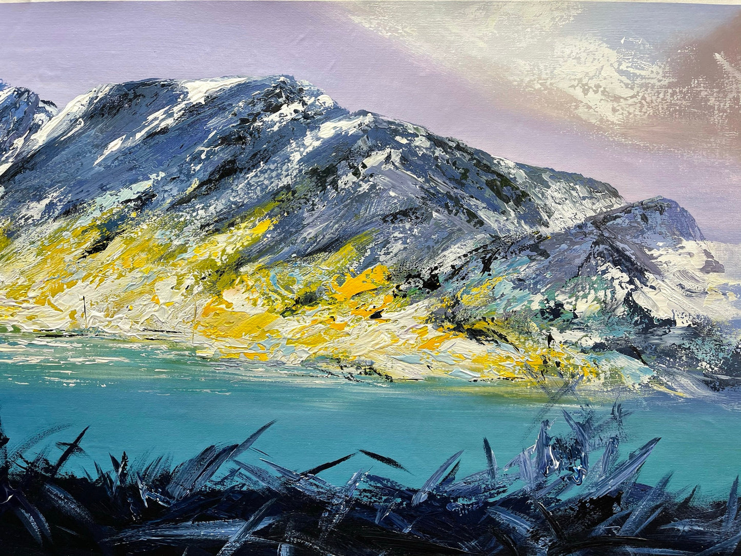 100% hand-painted 36in x24in Snow mountain oil paintings