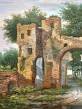 100% hand-painted Stone wall arch 36x24 inch oil paintings The classical field