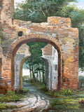 100% hand-painted Stone wall arch 36x24 inch oil paintings The classical field