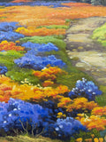 100% hand-painted Mountain view and flower scenery 36x24 inch oil paintings The classical field