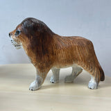 YEEYAYA Lion Wood sculpture Home decor Wood statue Wood figurines room decor Hand Carved wild animals Zoo