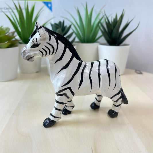 YEEYAYA Wood Zebra Wood sculpture Home decor Wood statue Wood figurines room decor Hand Carved wild animals Zoo