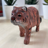 YEEYAYA Tiger Wood sculpture Home decor Wood statue Wood figurines room decor Hand Carved wild animals Zoo Christmas gift