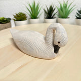 YEEYAYA Wood White Swan Wood sculpture Home decor Wood statue Wood figurines room decor Hand Carved wild animals