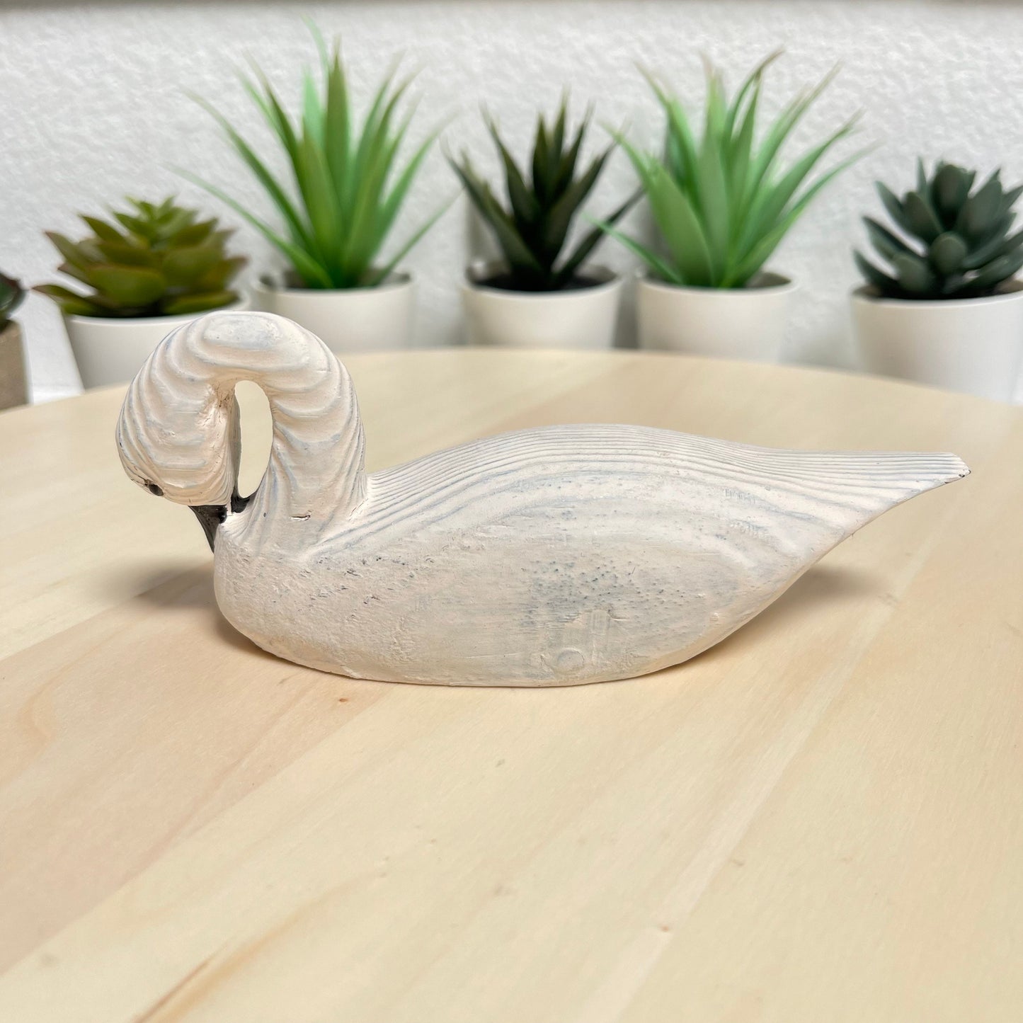 YEEYAYA Wood White Swan Wood sculpture Home decor Wood statue Wood figurines room decor Hand Carved wild animals