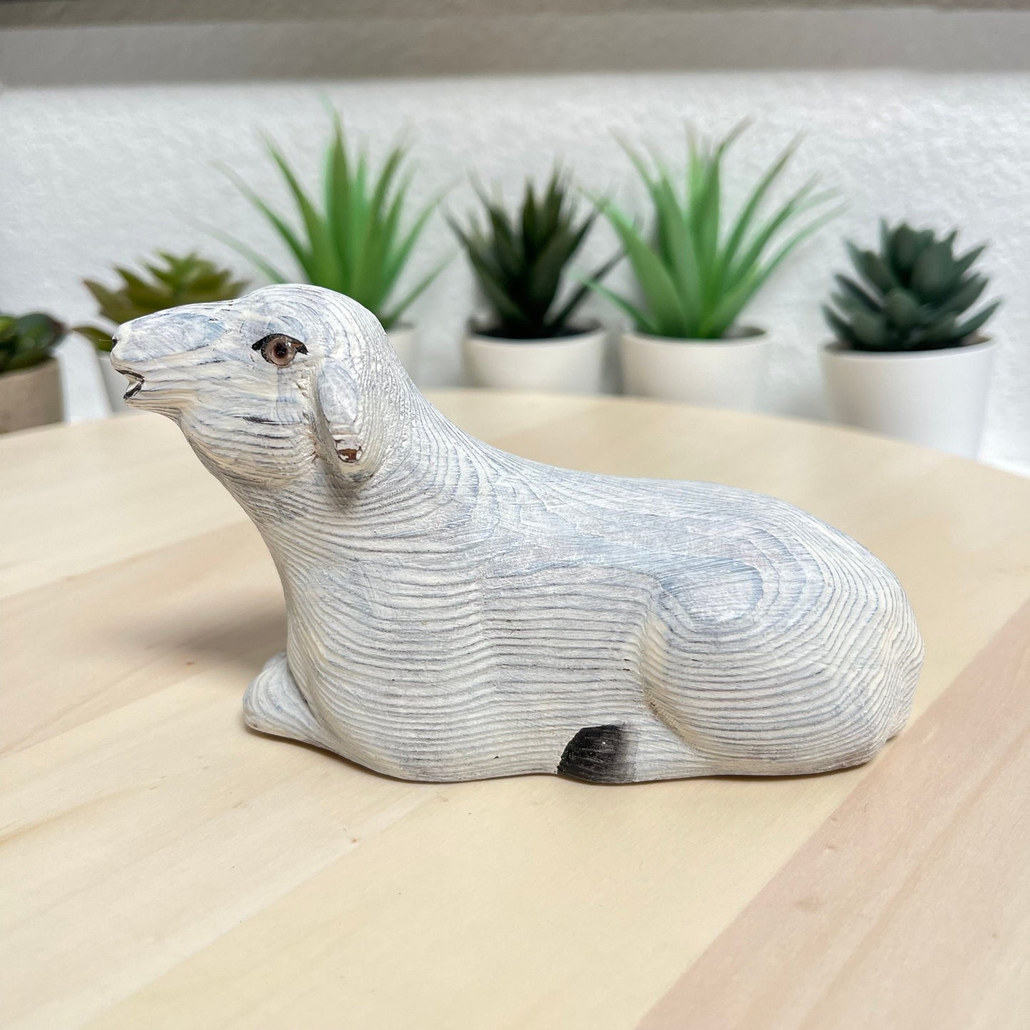 YEEYAYA Wood sheep lamb Wood sculpture Home decor Wood statue Wood figurines room decor Hand Carved farm animals