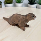 YEEYAYA Wood otter Wood sculpture Home decor Wood statue Wood figurines room decor Hand Carved wild animals