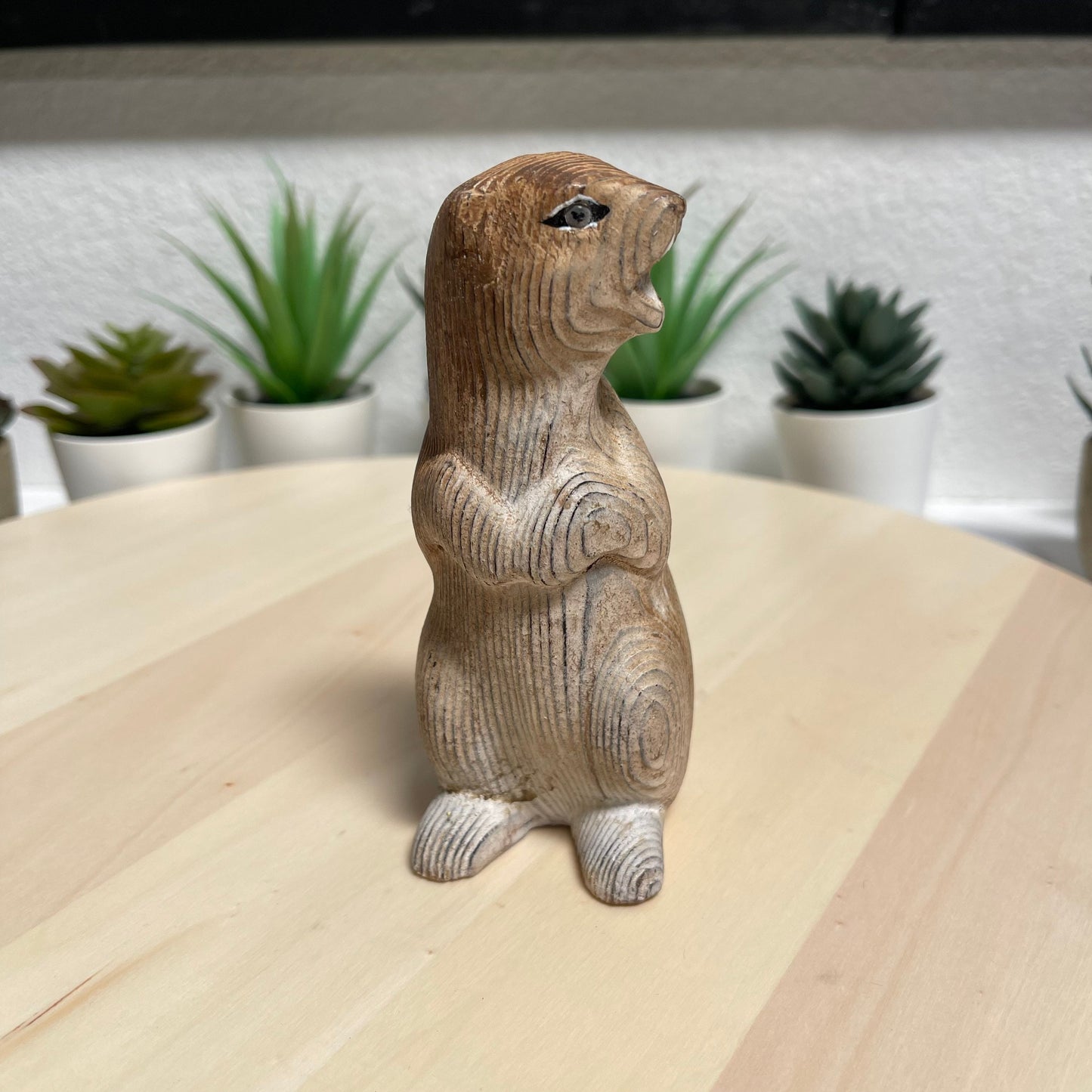 YEEYAYA Wood marmot Wood sculpture Home decor Wood statue Wood figurines room decor Hand Carved wild animals