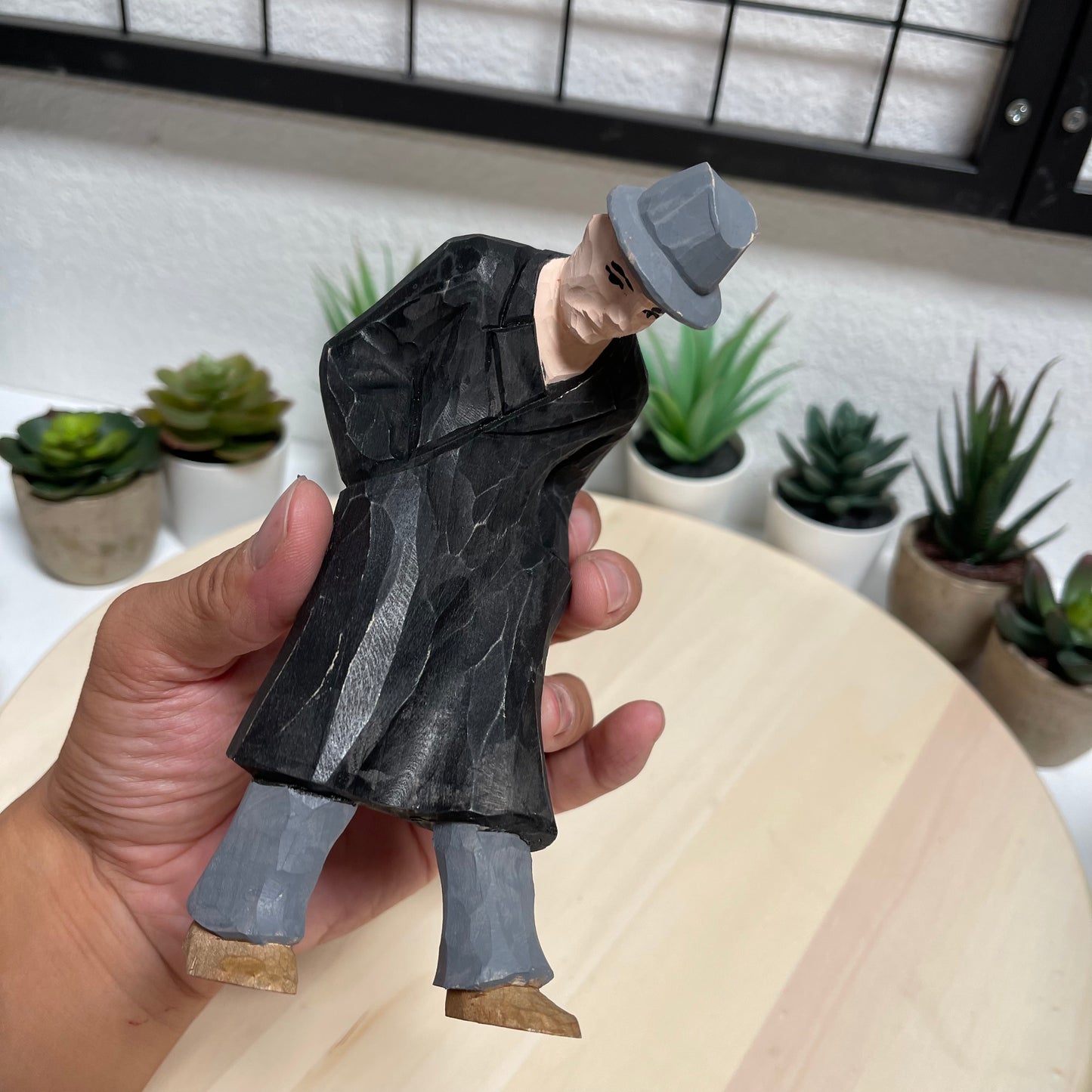 YEEYAYA man Wood sculpture woodcarving Hand Carved Wood Wooden gentleman Figurine home Decor Room decor