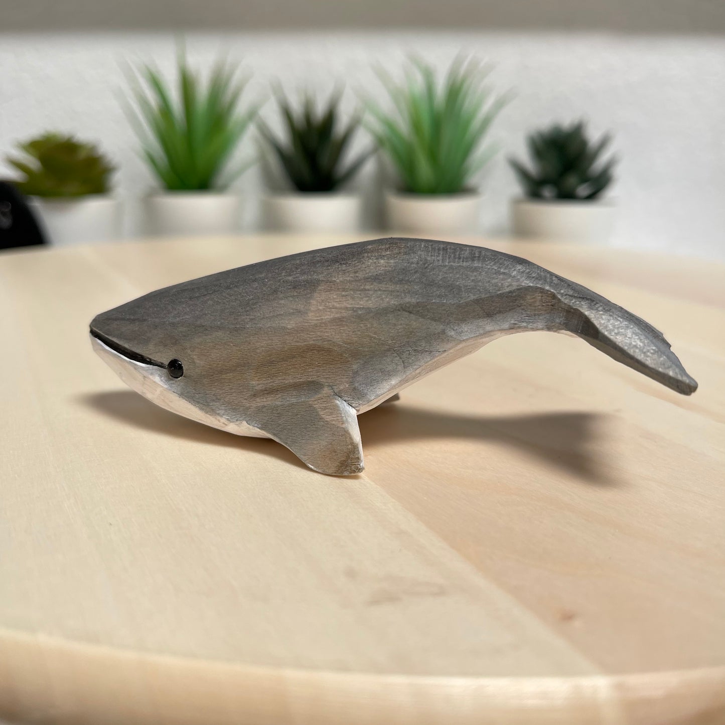 YEEYAYA Grey whale 4.2 inch Wood sculpture Hand Carved Wood Wooden whale Figurine woodcarving home decor room decor marine life