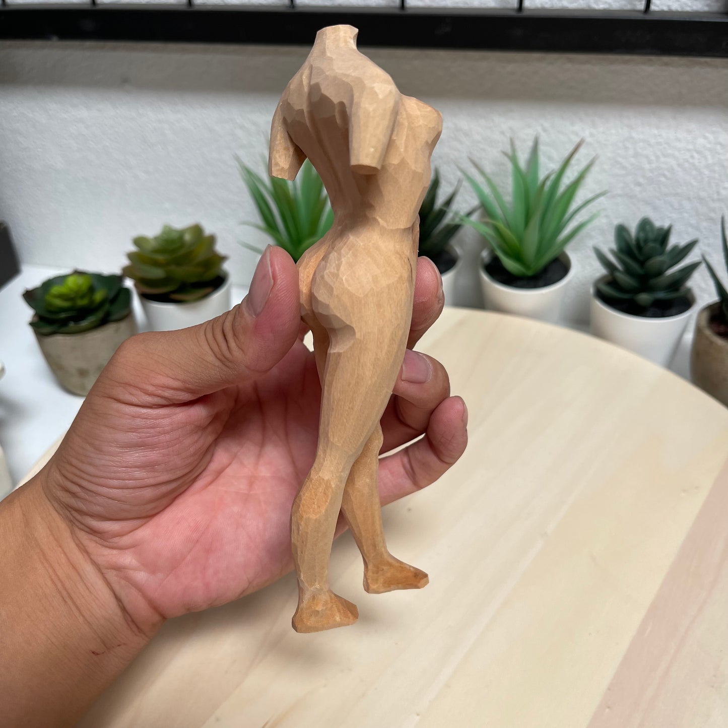 YEEYAYA 6”Statue of Venus body Wood sculpture woodcarving Hand Carved Wood Wooden astronaut Figurine  home Decor Room decor