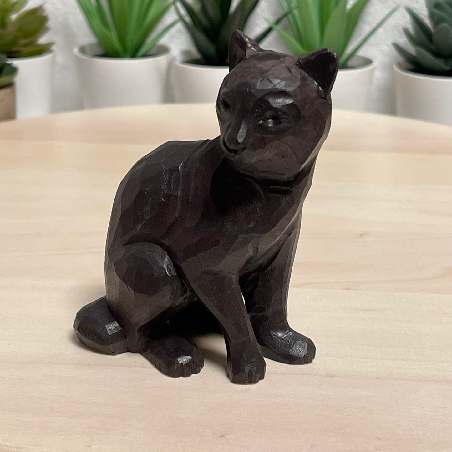 YEEYAYA Cat kitten Kitty Wood sculpture Home decor Wood statue Wood figurines room decor