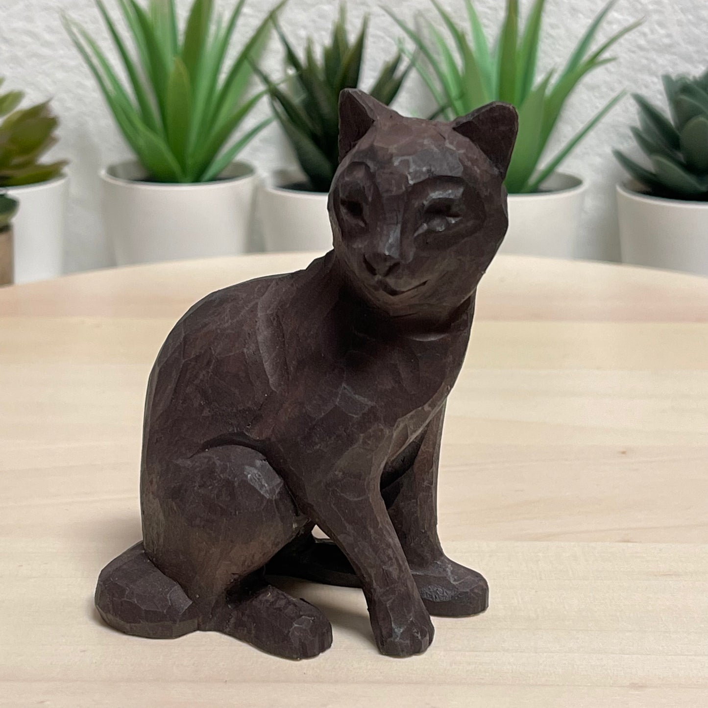 YEEYAYA Cat kitten Kitty Wood sculpture Home decor Wood statue Wood figurines room decor